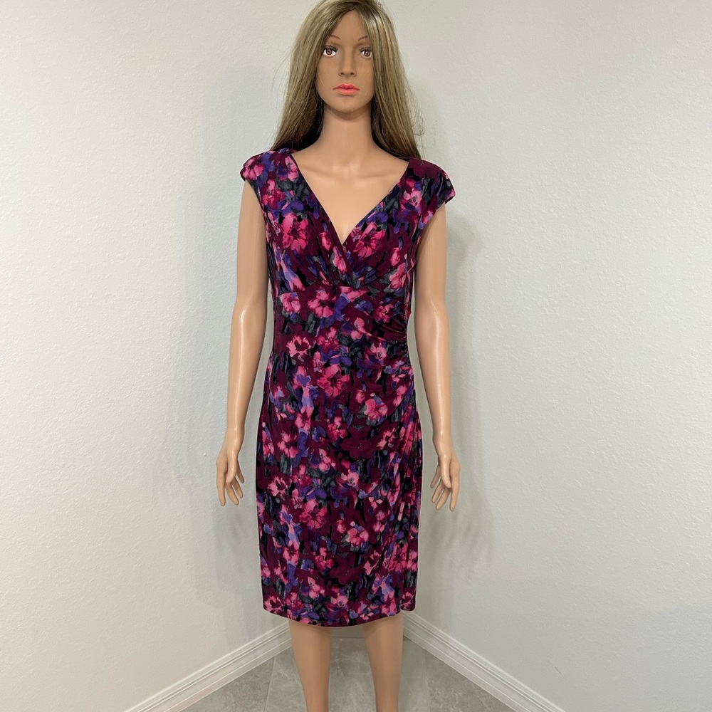 Ralph Lauren Floral Midi Dress in Pink and Purple